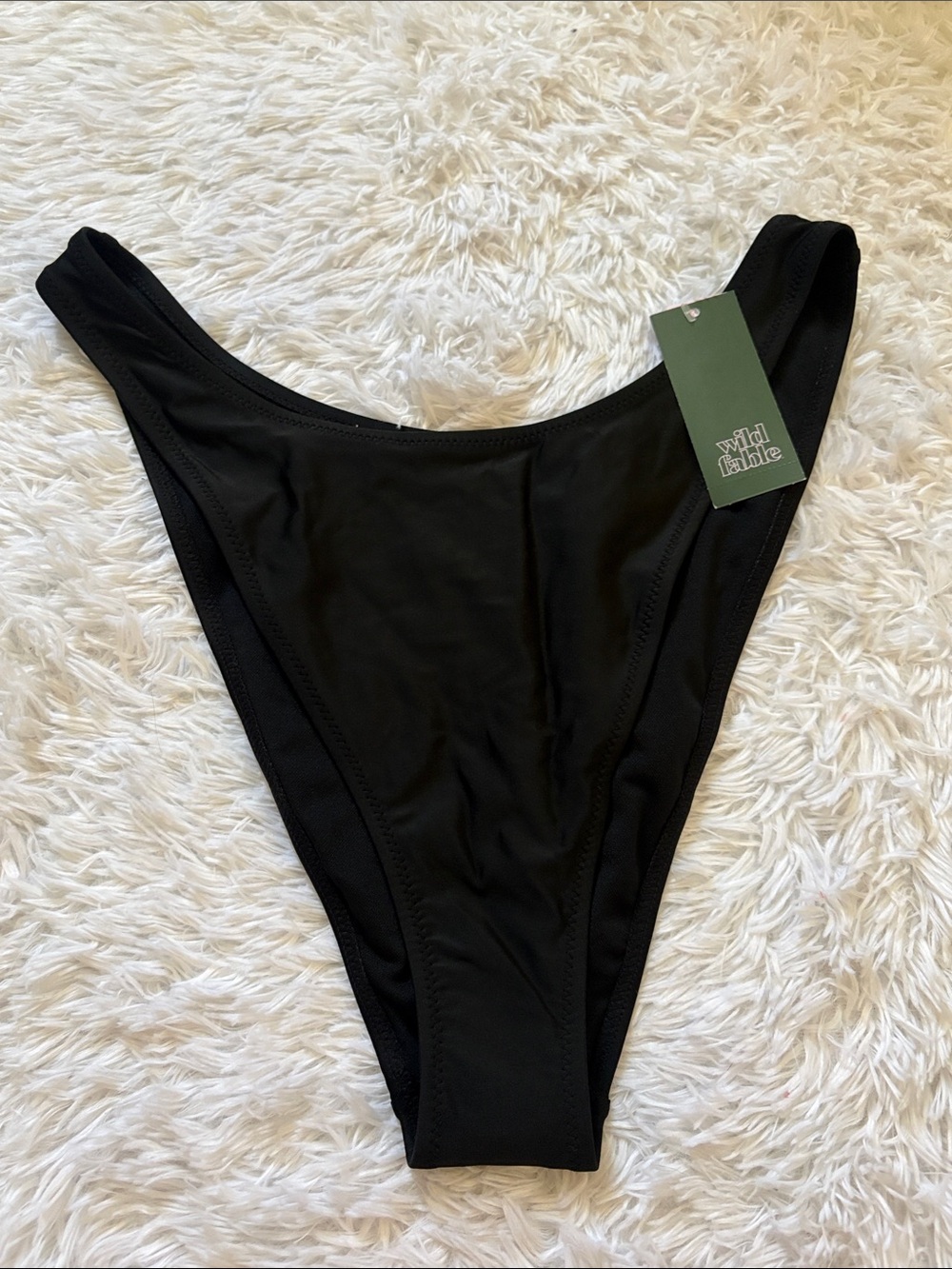 NWT Wild Fable Black Mid Rise Ultra High Leg Curved Waist Swim Bottoms Size XL